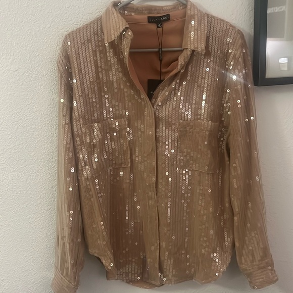 JLUXLABEL Tops - Brand New Sequin JLUXLABEL Button Down - M
